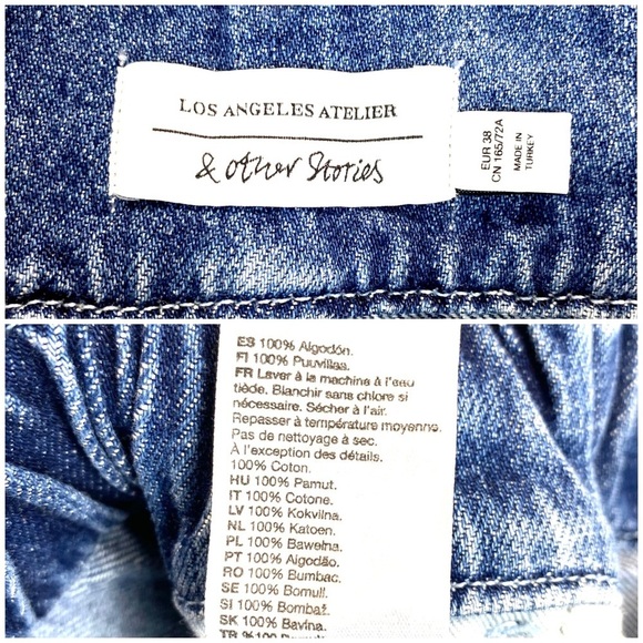 & Other Stories Acid Wash High Waist Denim Shorts in Medium Blue - Picture 4 of 10